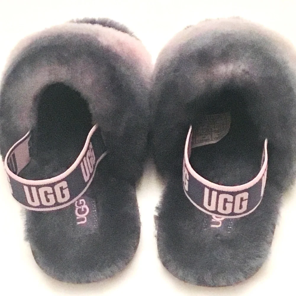 UGG Fluff Yeah Size 11 Slide Shoes Gradient Gray Pink Combo